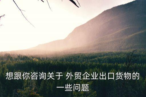 想跟你咨詢(xún)關(guān)于 外貿(mào)企業(yè)出口貨物的一些問(wèn)題