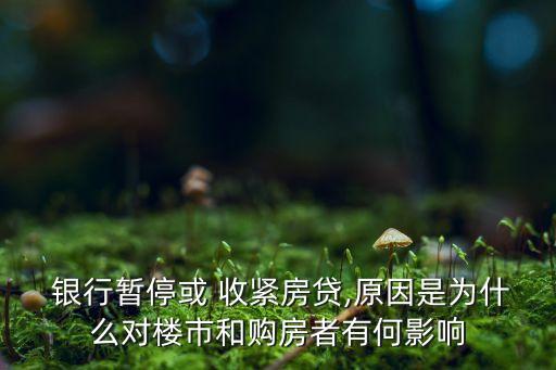  銀行暫?；?收緊房貸,原因是為什么對樓市和購房者有何影響