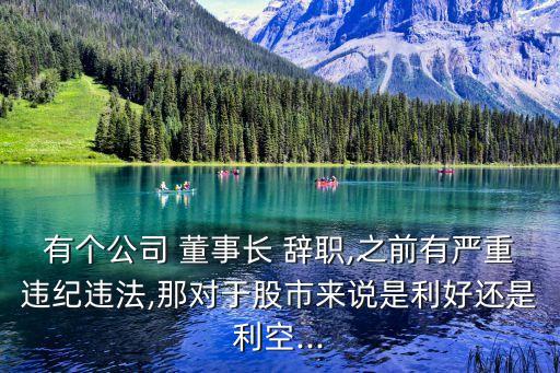 有個(gè)公司 董事長(zhǎng) 辭職,之前有嚴(yán)重違紀(jì)違法,那對(duì)于股市來說是利好還是利空...