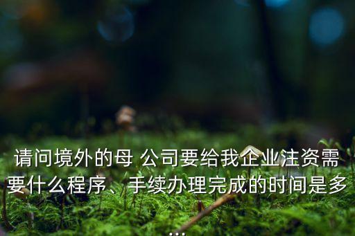 請問境外的母 公司要給我企業(yè)注資需要什么程序、手續(xù)辦理完成的時間是多...