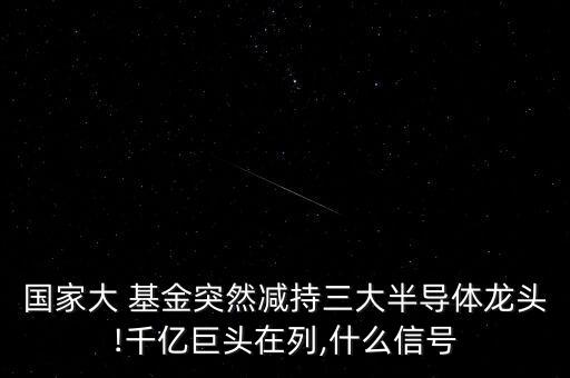 國家大 基金突然減持三大半導(dǎo)體龍頭!千億巨頭在列,什么信號
