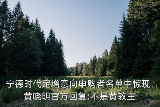 寧德時代定增意向申購者名單中驚現(xiàn) 黃曉明官方回復(fù):不是黃教主