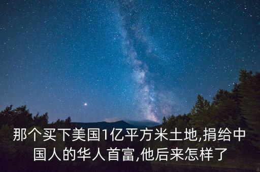 那個(gè)買下美國(guó)1億平方米土地,捐給中國(guó)人的華人首富,他后來(lái)怎樣了