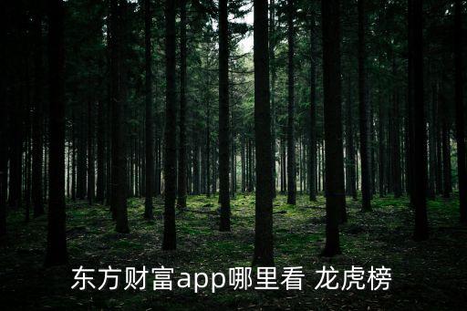 東方財(cái)富app哪里看 龍虎榜