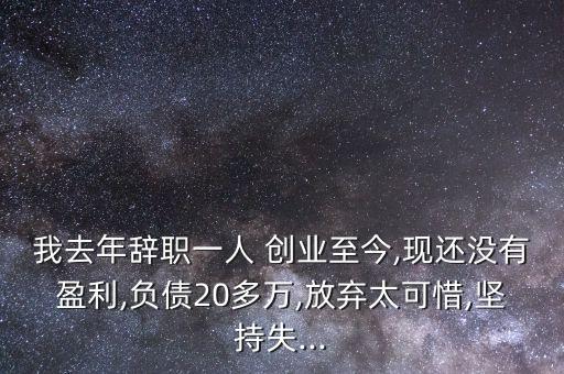 我去年辭職一人 創(chuàng)業(yè)至今,現(xiàn)還沒有盈利,負(fù)債20多萬,放棄太可惜,堅持失...