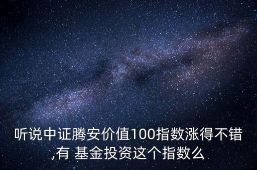 聽說中證騰安價(jià)值100指數(shù)漲得不錯,有 基金投資這個指數(shù)么