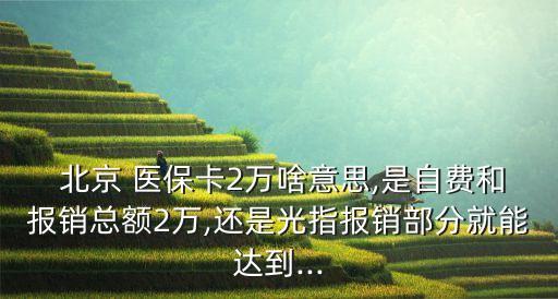  北京 醫(yī)保卡2萬啥意思,是自費和報銷總額2萬,還是光指報銷部分就能達到...