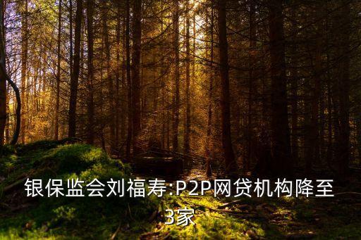 銀保監(jiān)會劉福壽:P2P網(wǎng)貸機構降至3家