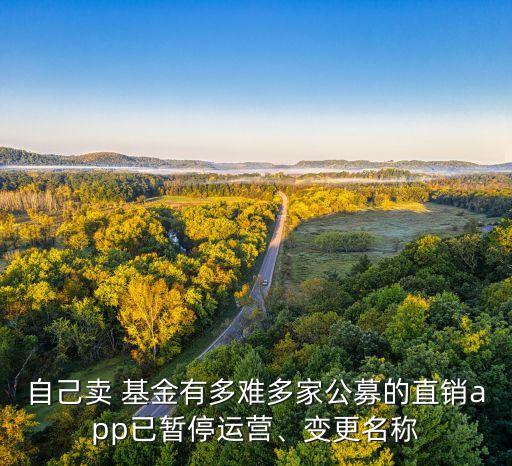 自己賣 基金有多難多家公募的直銷app已暫停運營、變更名稱