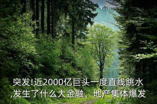 突發(fā)!近2000億巨頭一度直線跳水,發(fā)生了什么大金融、地產集體爆發(fā)