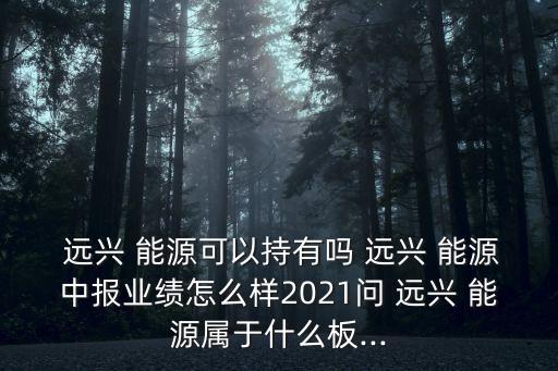  遠(yuǎn)興 能源可以持有嗎 遠(yuǎn)興 能源中報(bào)業(yè)績(jī)?cè)趺礃?021問 遠(yuǎn)興 能源屬于什么板...