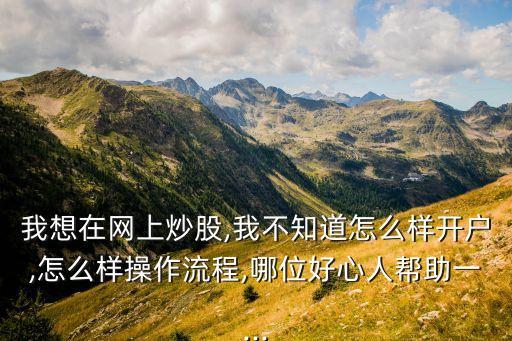 我想在網(wǎng)上炒股,我不知道怎么樣開戶,怎么樣操作流程,哪位好心人幫助一...