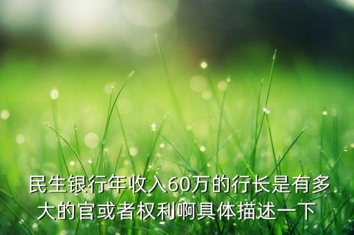  民生銀行年收入60萬(wàn)的行長(zhǎng)是有多大的官或者權(quán)利啊具體描述一下