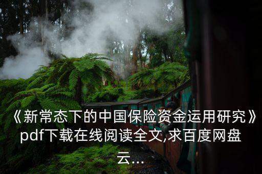 《新常態(tài)下的中國保險(xiǎn)資金運(yùn)用研究》pdf下載在線閱讀全文,求百度網(wǎng)盤云...