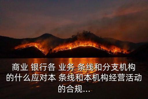 商業(yè) 銀行各 業(yè)務 條線和分支機構的什么應對本 條線和本機構經營活動的合規(guī)...