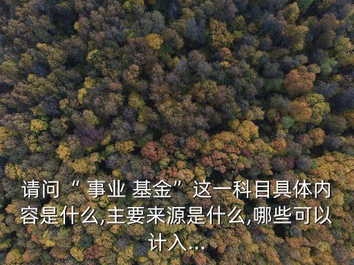 請問“ 事業(yè) 基金”這一科目具體內(nèi)容是什么,主要來源是什么,哪些可以計(jì)入...