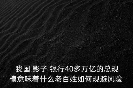  我國 影子 銀行40多萬億的總規(guī)模意味著什么老百姓如何規(guī)避風險