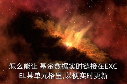 怎么能讓 基金數(shù)據(jù)實(shí)時鏈接在EXCEL某單元格里,以便實(shí)時更新