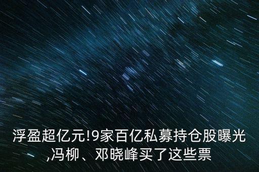 浮盈超億元!9家百億私募持倉股曝光,馮柳、鄧曉峰買了這些票