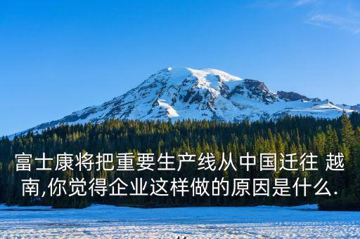 富士康將把重要生產(chǎn)線從中國遷往 越南,你覺得企業(yè)這樣做的原因是什么...