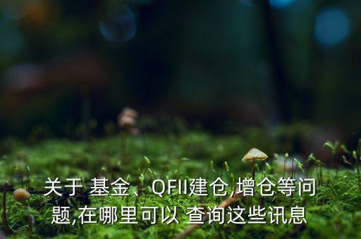 關(guān)于 基金、QFII建倉,增倉等問題,在哪里可以 查詢這些訊息