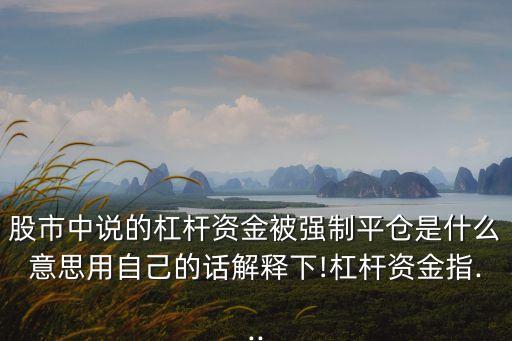 股市中說(shuō)的杠桿資金被強(qiáng)制平倉(cāng)是什么意思用自己的話解釋下!杠桿資金指...