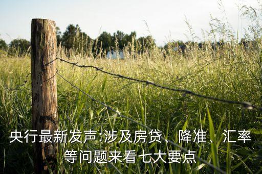 央行最新發(fā)聲:涉及房貸、降準(zhǔn)、匯率等問題來看七大要點