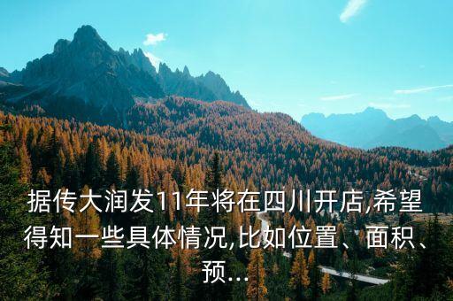 據(jù)傳大潤發(fā)11年將在四川開店,希望得知一些具體情況,比如位置、面積、預(yù)...