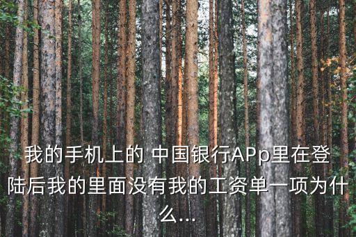 我的手機(jī)上的 中國銀行APp里在登陸后我的里面沒有我的工資單一項為什么...