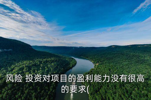 風(fēng)險(xiǎn) 投資對(duì)項(xiàng)目的盈利能力沒有很高的要求(