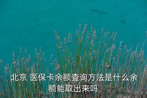  北京 醫(yī)保卡余額查詢方法是什么余額能取出來嗎