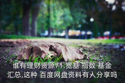 誰(shuí)有理財(cái)資源71.寬基 指數(shù) 基金匯總,這種 百度網(wǎng)盤(pán)資料有人分享嗎