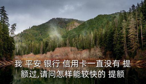 我 平安 銀行 信用卡一直沒有 提額過,請問怎樣能較快的 提額