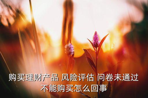 購買理財產(chǎn)品 風(fēng)險評估 問卷未通過不能購買怎么回事