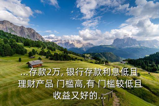 ...存款2萬, 銀行存款利息低且 理財產(chǎn)品 門檻高,有 門檻較低且收益又好的...