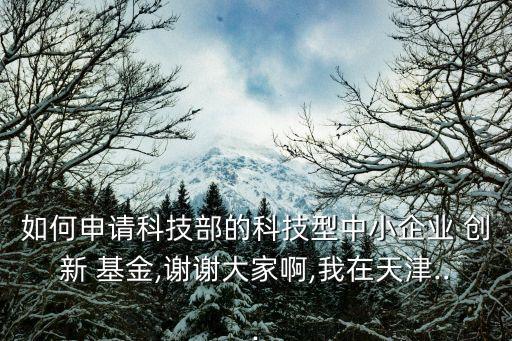 如何申請科技部的科技型中小企業(yè) 創(chuàng)新 基金,謝謝大家啊,我在天津...