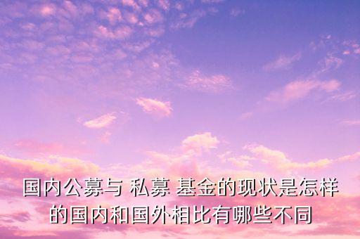 國內公募與 私募 基金的現狀是怎樣的國內和國外相比有哪些不同