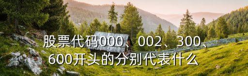  股票代碼000、002、300、600開頭的分別代表什么