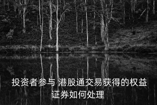  投資者參與 港股通交易獲得的權益證券如何處理