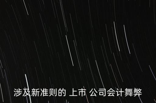 涉及新準(zhǔn)則的 上市 公司會計(jì)舞弊
