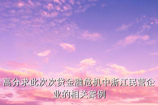 高分求此次次貸金融危機中浙江民營企業(yè)的相關案例