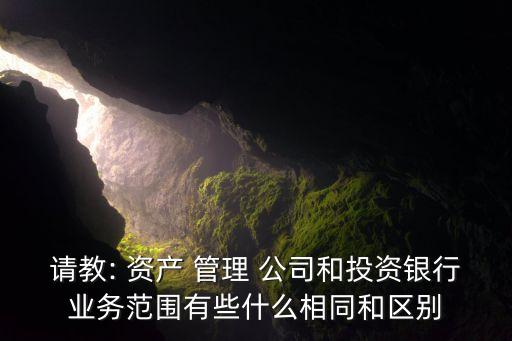 請教: 資產(chǎn) 管理 公司和投資銀行業(yè)務范圍有些什么相同和區(qū)別