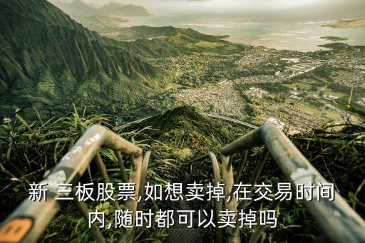 新 三板股票,如想賣掉,在交易時(shí)間內(nèi),隨時(shí)都可以賣掉嗎
