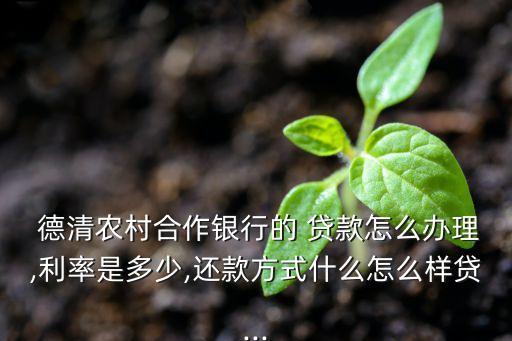  德清農村合作銀行的 貸款怎么辦理,利率是多少,還款方式什么怎么樣貸...