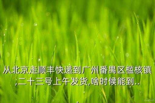從北京走順豐快遞到廣州番禺區(qū)檻核鎮(zhèn),二十三號上午發(fā)貨,啥時候能到...