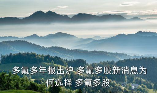  多氟多年報(bào)出爐 多氟多股新消息為何選擇 多氟多股