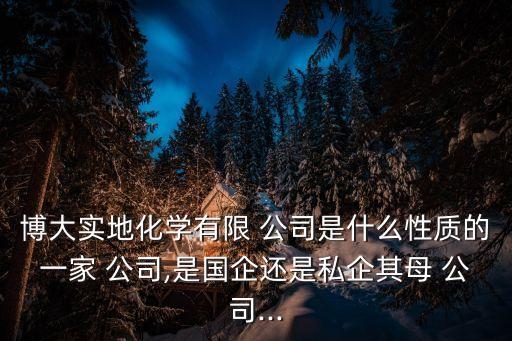 博大實(shí)地化學(xué)有限 公司是什么性質(zhì)的一家 公司,是國企還是私企其母 公司...