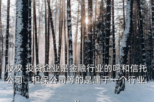 股權(quán) 投資企業(yè)是金融行業(yè)的嗎和信托公司、擔(dān)保公司等的是屬于一個行業(yè)...