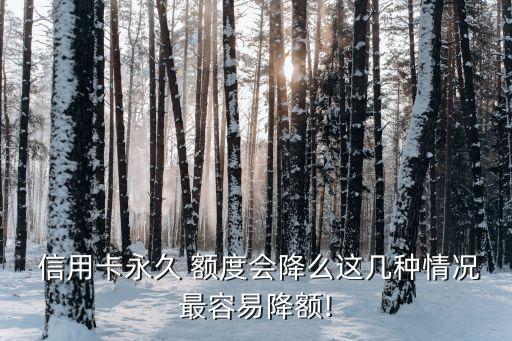  信用卡永久 額度會降么這幾種情況最容易降額!
