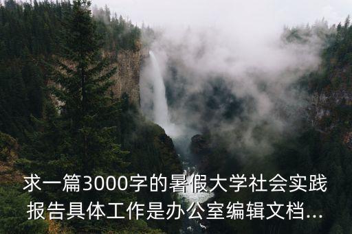 求一篇3000字的暑假大學(xué)社會實(shí)踐報(bào)告具體工作是辦公室編輯文檔...
